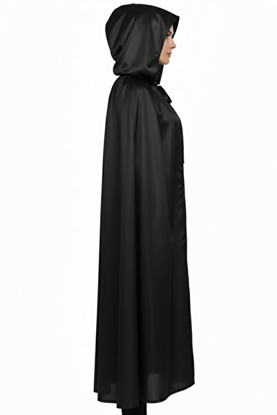 ReilaParty Siyah Kapüşonlu Halloween Pelerini 120 cm – Cadılar Bayramı & Maskeli Balo Drakula Pelerini