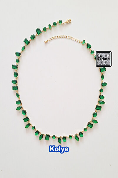 Miss TBee قلادة من الفولاذ مرصعة بحجر الزركون - ذهبي أخضر