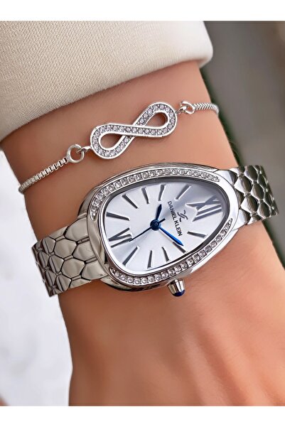 Daniel Klein Marka Gümüş Renk 2 Yıl Garantili Kadın Kol Saati - Bileklik Hediyeli