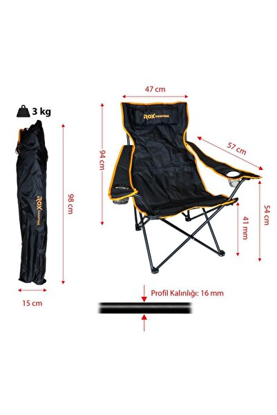 Rox Camping Katlanır Kamp Sandalyesi - Siyah