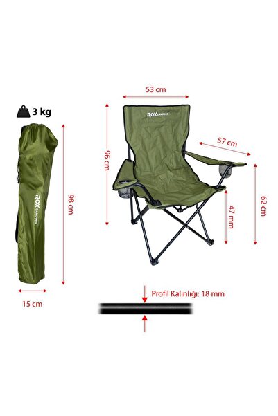 Rox Camping Katlanır Kamp Sandalyesi- Yeşil