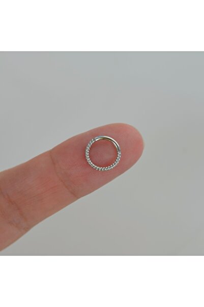 Heppii Cerrahi Çelik Silver Renk Burgu Tragus Helix Piercing Kıkırdak