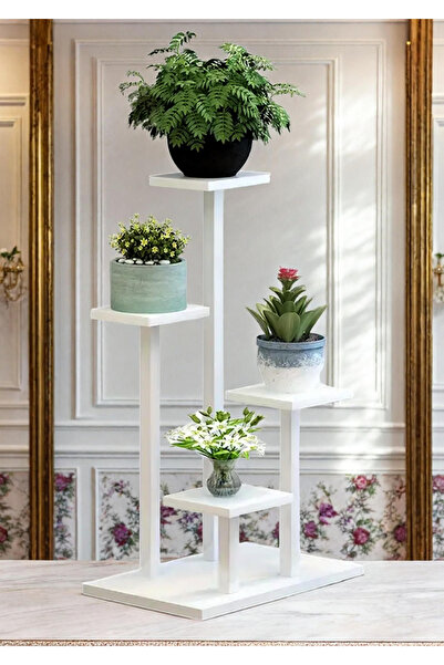 KL HOME Miami Model Çok Katlı Metal Saksı Çiçek Bitki 4 Kat Standı (1 ADET FİYATI) Salon Oturma Balkon