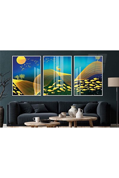 seninürünün Σετ 3 τεμαχίων με θέμα την τέχνη της εκτύπωσης σε πραγματικό γυαλ...