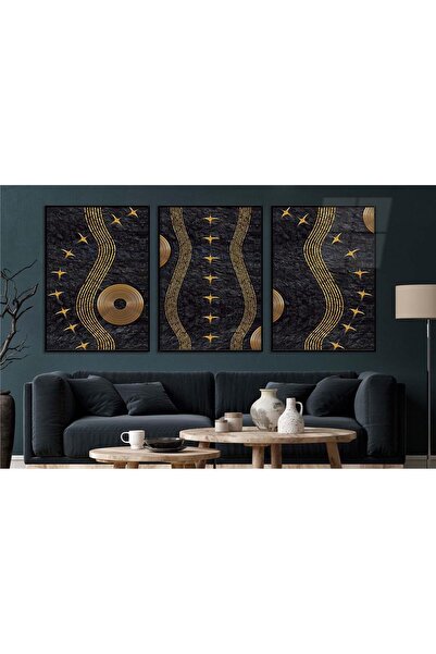 seninürünün Set de 3 picturi pe sticlă tematice de artă cu imprimare pe sticlă cu cadru din aluminiu 0050