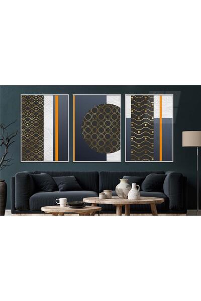 seninürünün Set de 3 picturi pe sticlă tematice de artă cu imprimare pe sticlă cu cadru din aluminiu 0057