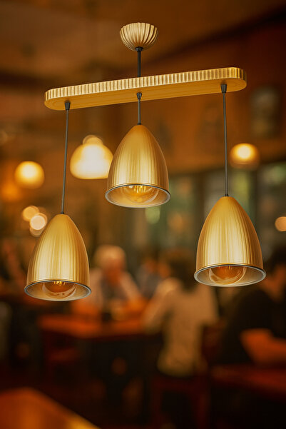 VENON LOŞ ORTAM SEVENLERİN FAVORİSİ Uzay 3 Lü Sıralı Kasa Siyah Gold Avize Sa...