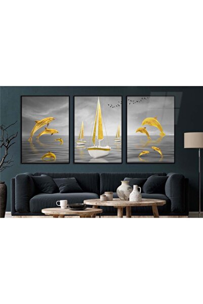 seninürünün Σετ 3 τεμαχίων με θέμα την τέχνη της εκτύπωσης σε πραγματικό γυαλ...