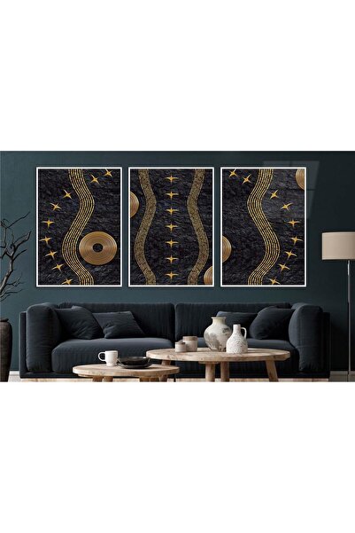 seninürünün Set de 3 picturi pe sticlă tematice de artă cu imprimare pe sticlă cu cadru din aluminiu 0050