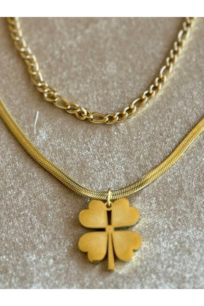 Butik Dört Yapraklı Yonca Kolye – Altın ve Gümüş Renk Seçenekli, Yılan ve Zin...