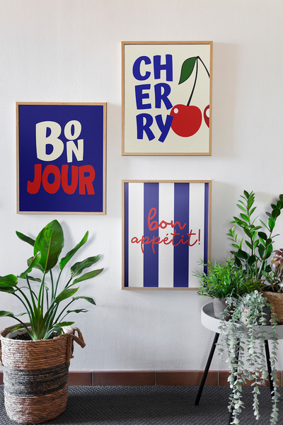 Metranya Duvar Posteri Seti 3'lü Çerçevesiz Mutfak Salon Yatak Odası Kahve Kö...