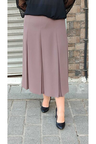 Butik Intermediate Size Flares Lined Portoriko Fabric Flared Mother Skirt Urum Length 82 cm