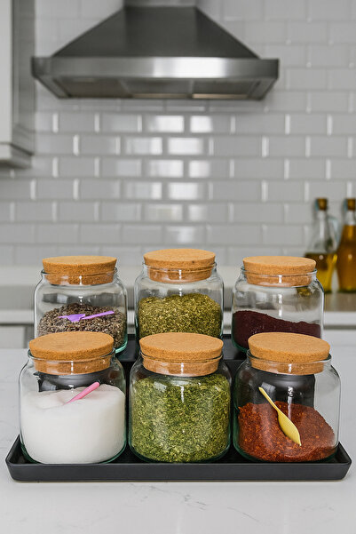 3-Piece Glass Jar with Mushroom Lid - Spice Set 575cc