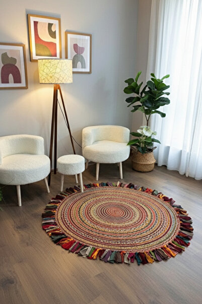 Rose'n Home JÜT RV410 Elde Dokuma Doğal Jüt Hasır Halı