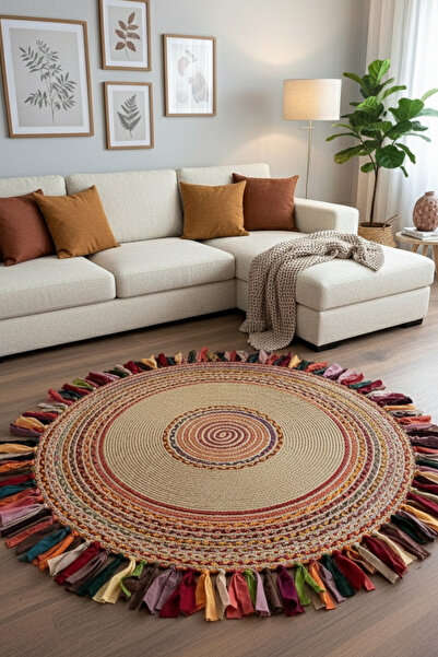 Rose'n Home JÜT RV412 Elde Dokuma Doğal Jüt Hasır Halı