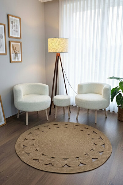 Rose'n Home JÜT RV424 Elde Dokuma Doğal Jüt Hasır Halı