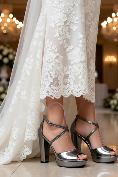 PayBuy Moda femei șic platină oglindă tocuri design elegant toc înalt nuntă l...