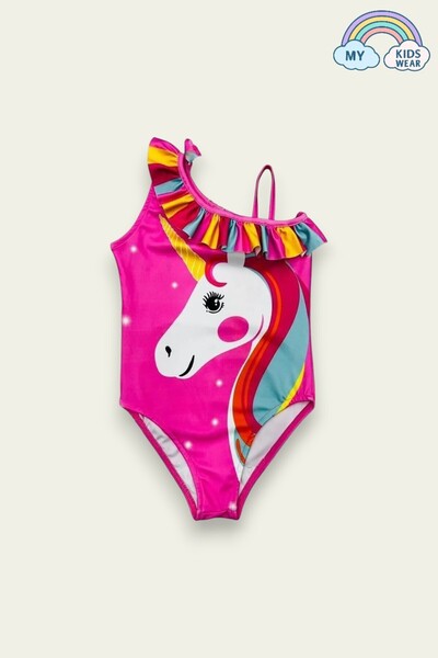 My Kids Wear Fırfırlı Baskılı Kız Çocuk Mayosu