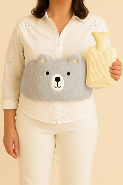Eq deco Ayıcık Figürlü Yumuşak Peluş Kemerli Sıcak Su Torbası Bej Soft