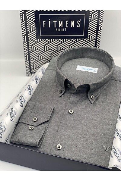 Fitmens Slim Fit Long Sleeve Cotton Easy-To-Iron Men's Shirt with Gift Box Fs- 002225   - Anthracite
