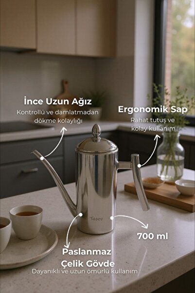 Taşev Bambum Zed Çok Amaçlı Çelik Demlik Yağlık Yağdanlık 700ml