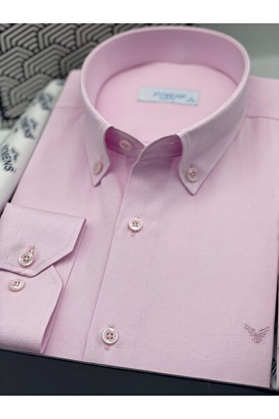 Fitmens Slim Fit Uzun Kol Pamuklu Hediye Kutulu Kolay Ütülenebilir Erkek Gömlek FS-002225 - Pembe