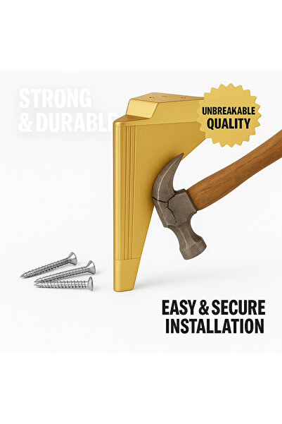 TepeAksesuar Venüs Tıpalı Lüks Ayak - 18 Cm Altın - 4 Adet - Koltuk, Kanepe, Tv Ünitesi - Vidalar Dahil