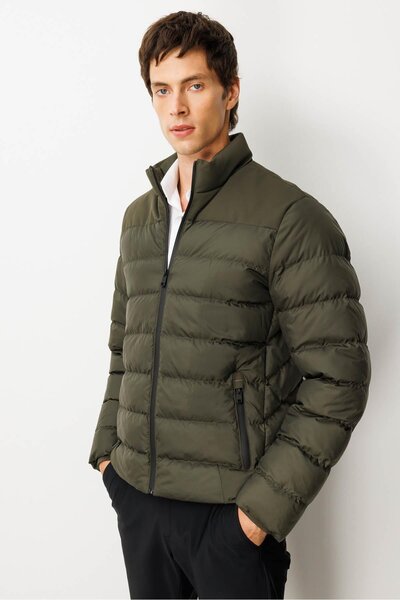 Desen Triko Men's Quilted Puffer Jacket Khaki