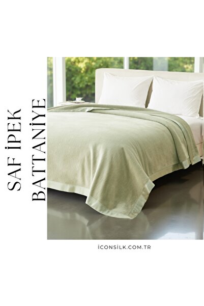 ICON SILK Saf İpek Battaniye Açık Yeşil
