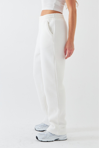 The Champ Clothing Λευκό φούτερ με ελαστική μέση με 3 κλωστές