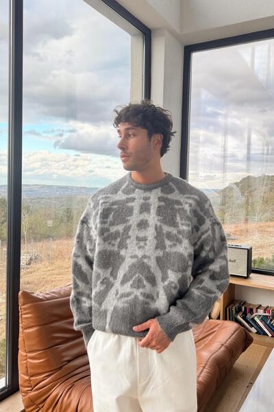 Flaw Wear Geometric Pattern Smoked Sweater