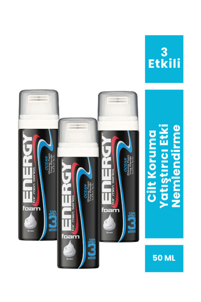 Energy 3'lü Ocean Tıraş Köpüğü 50 ml Seyahat Boy