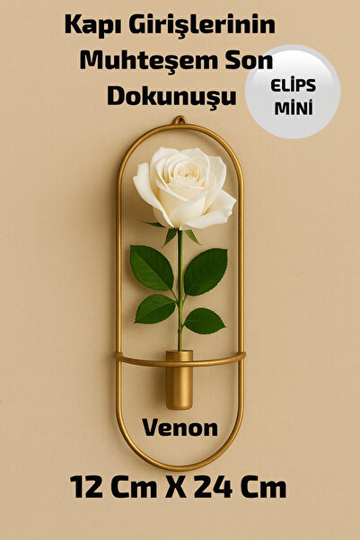VENON 1 Adet DİKKAT MİNİ BOY Elips Mini Boy Kapı Girişi Duvar Çiçeklik Metal Çiçeklik Metal Tablo
