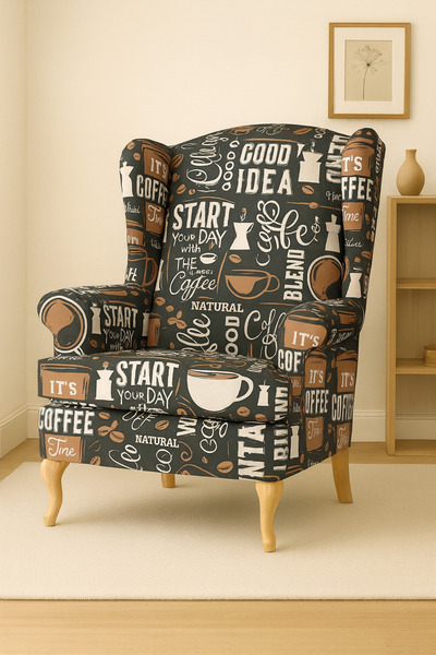 Enesar Home Coffee Kahve Desenli Kumaş Kırlentlik Döşemelik Kumaş Dijital Baskı