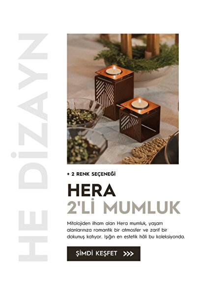 hemetalaksesuar Hera 2’li Mumluk – Dekoratif Metal Şamdan Seti Modern Tasarım
