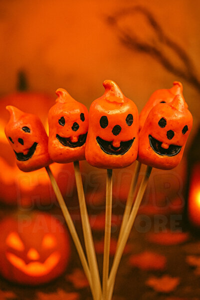 Huzur Party Store Halloween Stick Strafor Kabaklar 6 Adet 30 Cm Cadılar Bayra...
