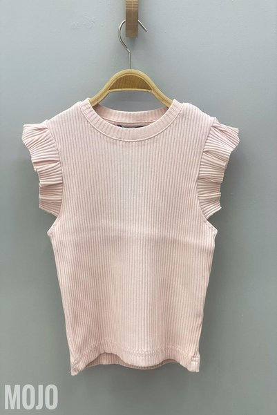 Cuties Girl's Ruffled Camisole Sleeve Detailed Blouse 3292 Powder