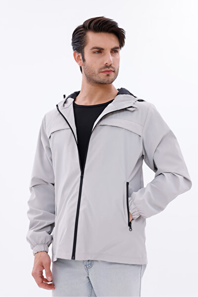 freemen Ανδρικό πέτρινο Nova ύφασμα με κουκούλα ελαφρύ και ανθεκτικό κομψό εποχιακό αδιάβροχο αδιάβροχο