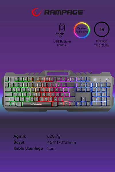 Rampage Fitment Rgb Gaming Combo Oyuncu Klavye Mouse Kulaklık Mousepad Set (Rampage Türkiye Garantili)