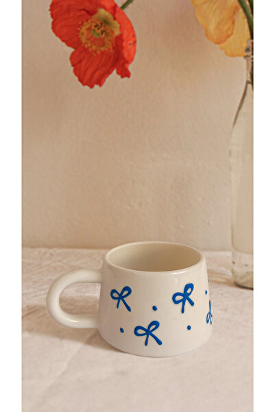 touchmughm Set of 8 Bow-Knot Special Embossed Hand-Painted Ceramic Mug, Double, Coffee Cup, Mug