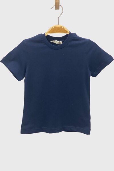 Generic Brand Mojo Unisex Kids Basic Short Sleeve T-shirt 5372 Navy Blue