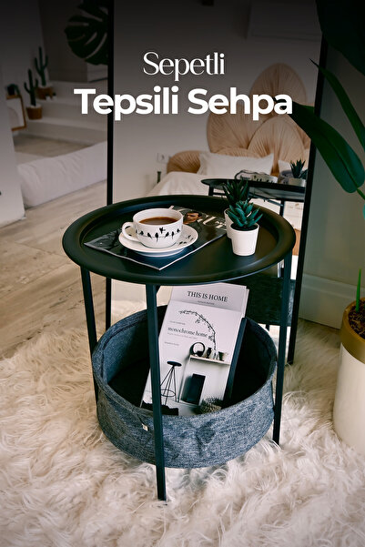 hemetalaksesuar Sepetli Tepsili Sehpa