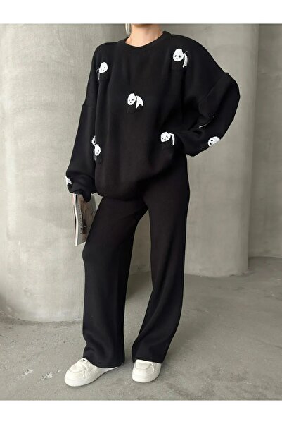 De Pose Cute Panda Patterned Knitwear Set – 6 Color Alternative Combinations