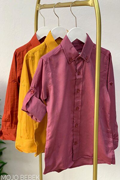 Woorage Boy's 4-14 Years Old Folded Sleeve Cotton Shirt Mustard