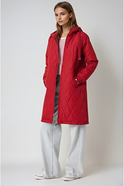 hazelin Palton lung puf matlasat roșu Claret pentru damă - HZL22W-BD 151381