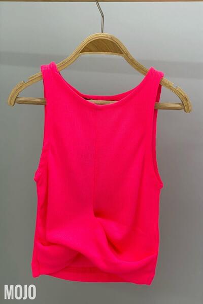 Cuties Girl's Waist Detailed Strappy Crop 3264 Neon Pink
