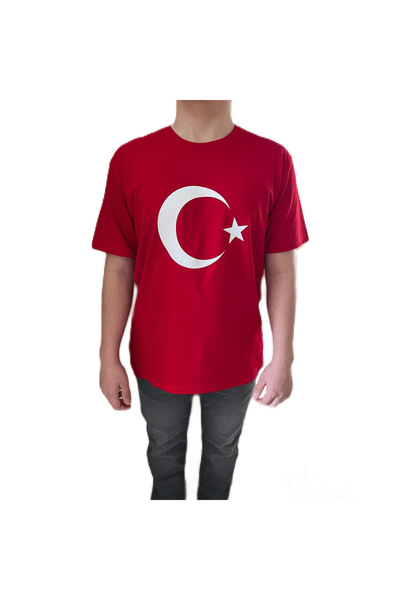 asil türk Tricou roșu unisex oversize cu steag turcesc