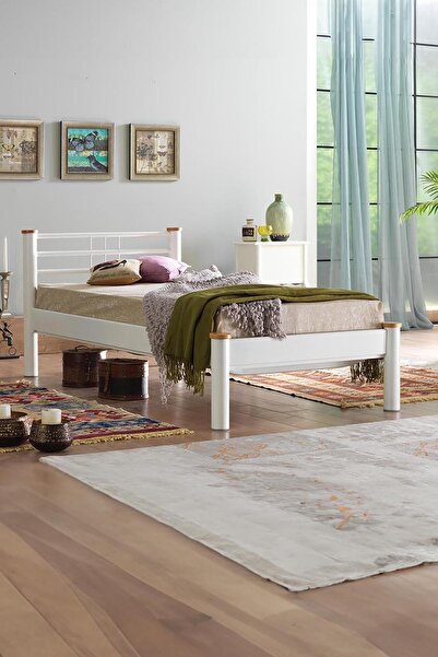 Unimet Kappis-s Tek Kişilik Ferforje Metal Karyola-beyaz (AHŞAP LATALI)