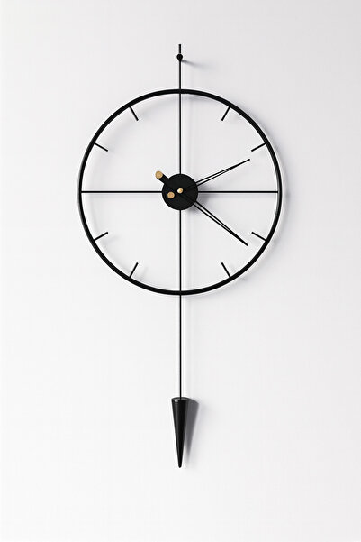 Wallover Design Masippi İskandinav Tarzı Siyah Metal Duvar Saati – Sarkaçlı v...