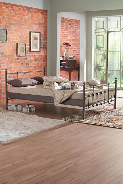 Unimet Lalas Çift Kişilik Metal Karyola-kahverengi (AHŞAP LATALI)